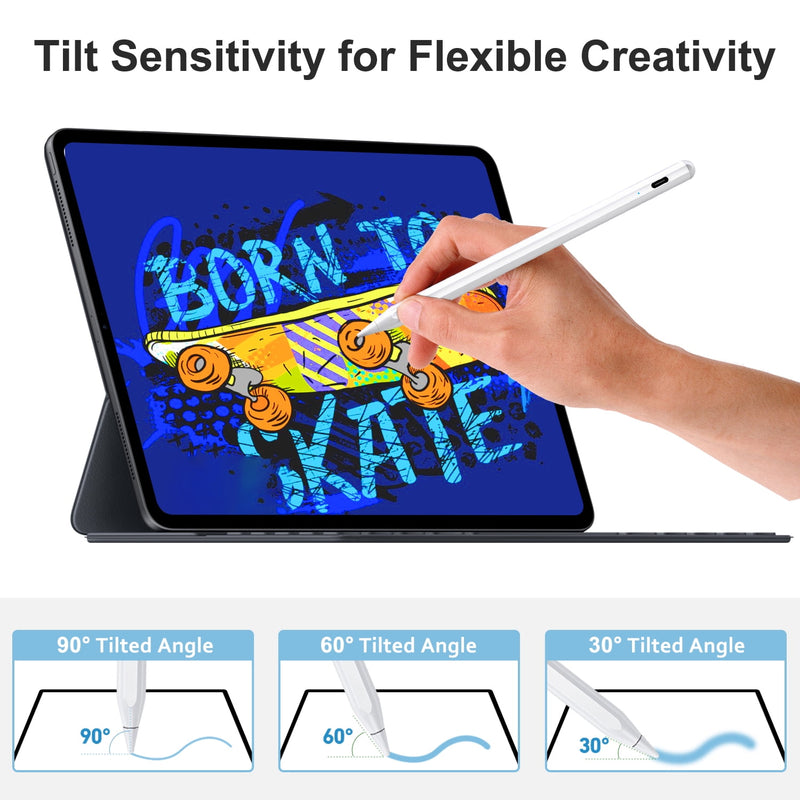 iPad Stylus Pen with Palm Rejection & Tilt Sensitivity - Fast Charging Digital Pencil Compatible with iPad 10/9/8/7/6, iPad Pro 12.9