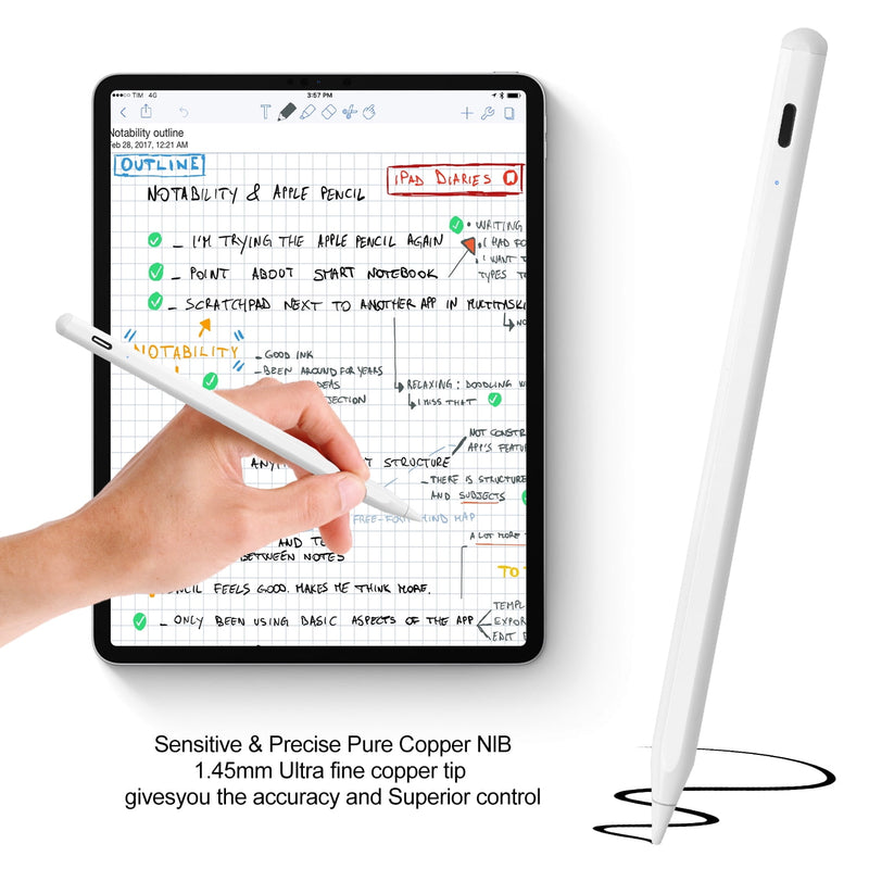 CAMPIR Stylus Pen for iPad, iPhone, Android Tablets,Galaxy - White Touch Screen Stylus