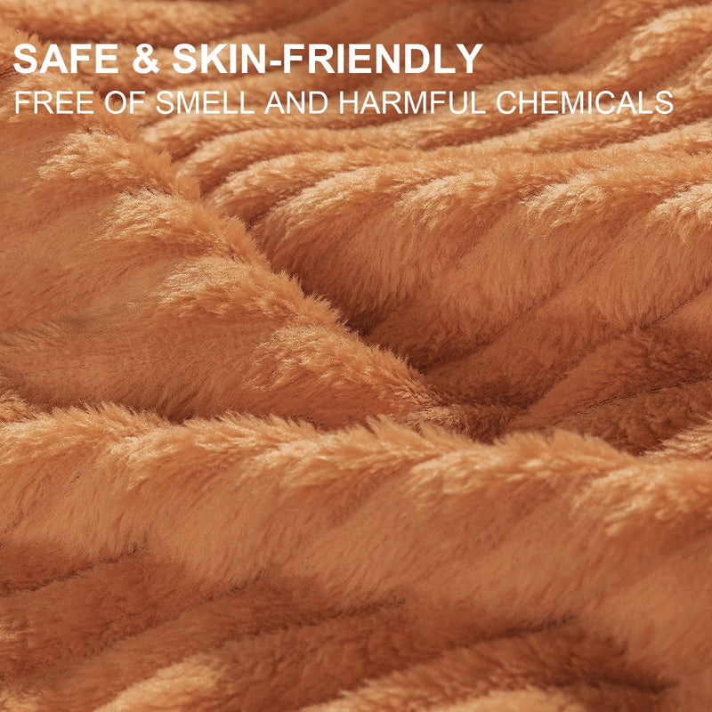 DISSA Flannel Fleece Blankets with Pompom Fringe Lightweight Soft Throw Blanket Fit Sofa Bed(Orange,51x63
