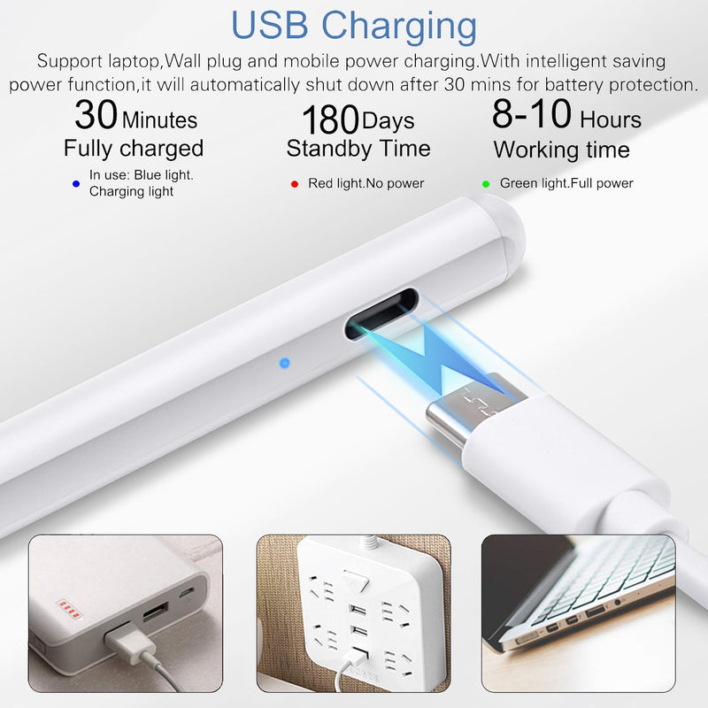 CAMPIR Stylus Pen for iPad, iPhone, Android Tablets,Galaxy - White Touch Screen Stylus