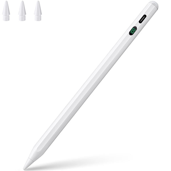 BLEBLE Stylus Pen for iPad, Palm Rejection & Tilt, Power Display, Compatible with 2018–2022 iPad Pro 11/12.9, iPad 10/9/8/7/6, iPad Air 3/4/5, iPad Mini 5/6 – White