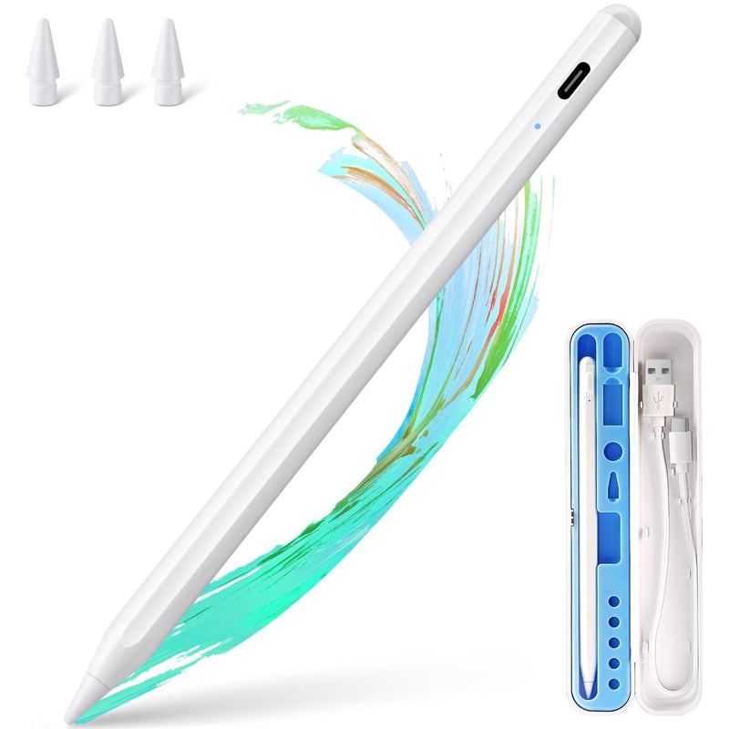 iPad Stylus Pen with Palm Rejection & Tilt Sensitivity - Fast Charging Digital Pencil Compatible with iPad 10/9/8/7/6, iPad Pro 12.9