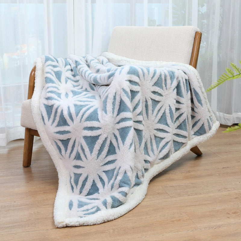 LOMAO Sherpa Fleece Blanket Soft Plush Throw Blanket Dual Sided Cozy Blankets for Bed Couch Sofa(Light Blue,51