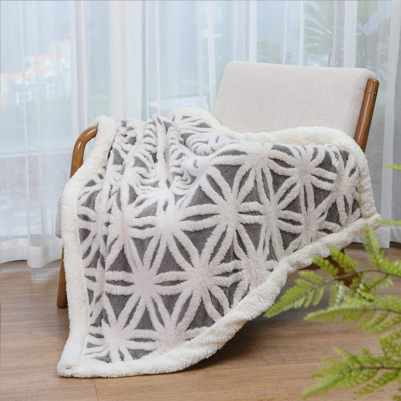 LOMAO Sherpa Fleece Blanket Fuzzy Soft Throw Blanket Dual Sided Blanket for Couch Sofa Bed(Grey,40