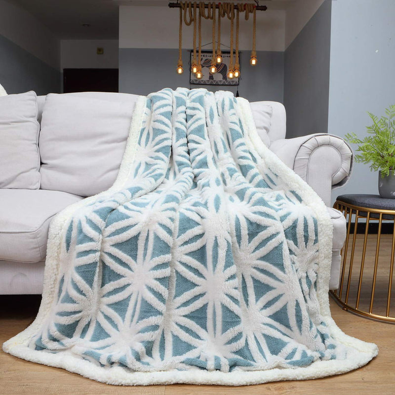 LOMAO Sherpa Fleece Blanket Fuzzy Soft Throw Blanket Dual Sided Blanket for Couch Sofa Bed (Light Blue,40
