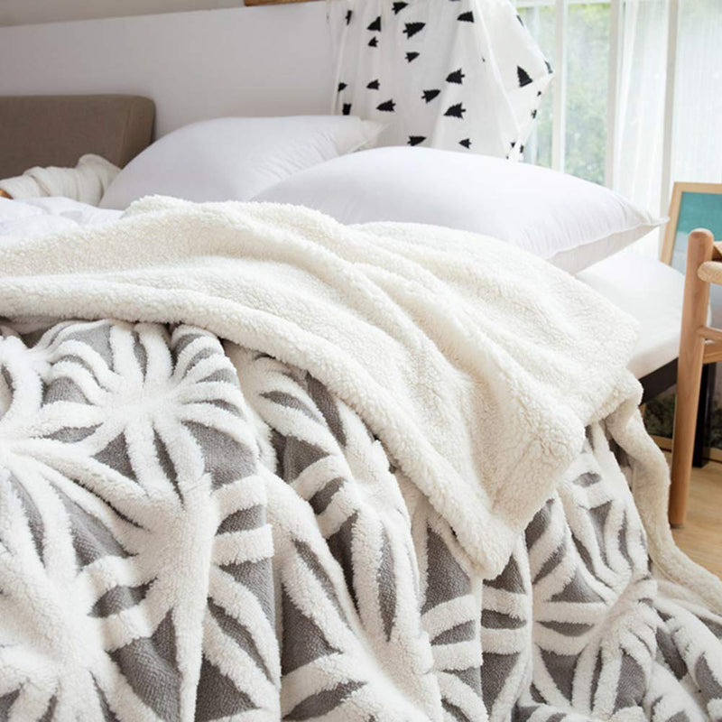 LOMAO Sherpa Fleece Blanket Fuzzy Soft Throw Blanket Dual Sided Plush Blanket for Couch Sofa Bed (Grey,51